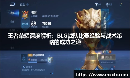 王者荣耀深度解析：BLG战队比赛经验与战术策略的成功之道